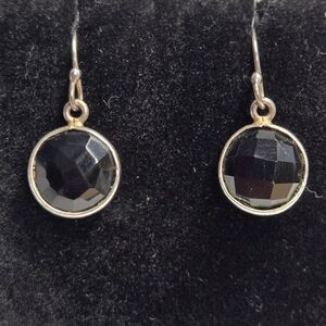 Black Onyx Faceted Earrings 1"X1/2"